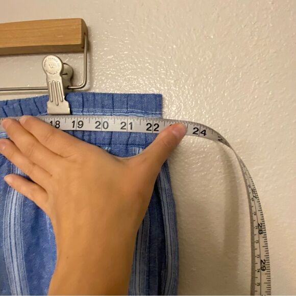 OLD NAVY high waist Linen coastal blue Stripe Wide Leg pull on plus pants XXL - Picture 7 of 11